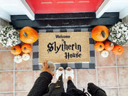 Welcome to Slytherin House Coco Doormat